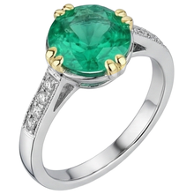 Earth-Mined Fine Emerald Precious Stone Ring 3.50 ct Two-Tone 14K Gold – side view