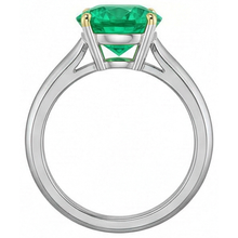 Round Brilliant Emerald ring in 14 Karat Two Tone Gold – back view