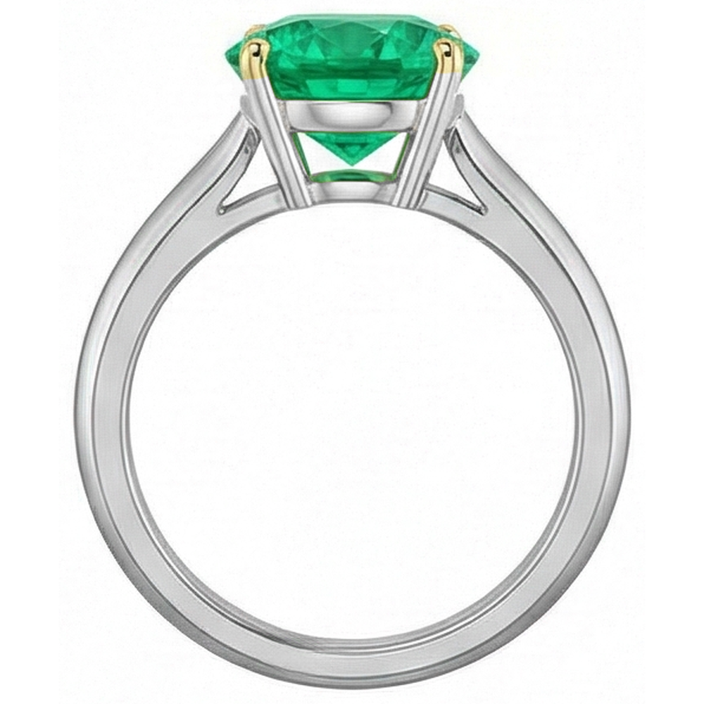 Round Brilliant Emerald ring in 14 Karat Two Tone Gold – back view