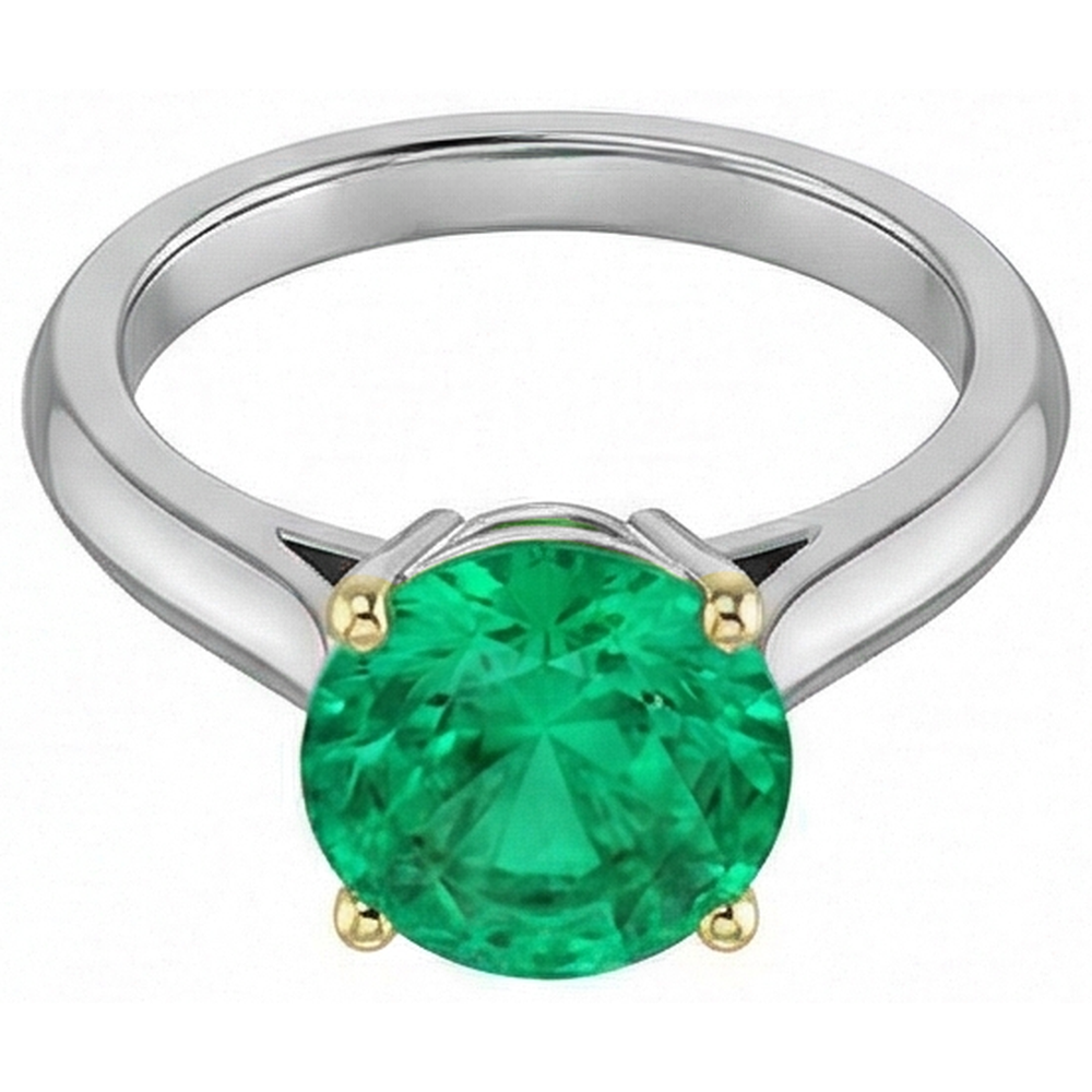 Genuine Emerald Gemstone Ring 3 ct 14 Karat Two Tone Gold – angle view