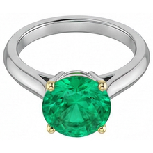 Genuine Emerald Gemstone Ring 3 ct 14 Karat Two Tone Gold – angle view