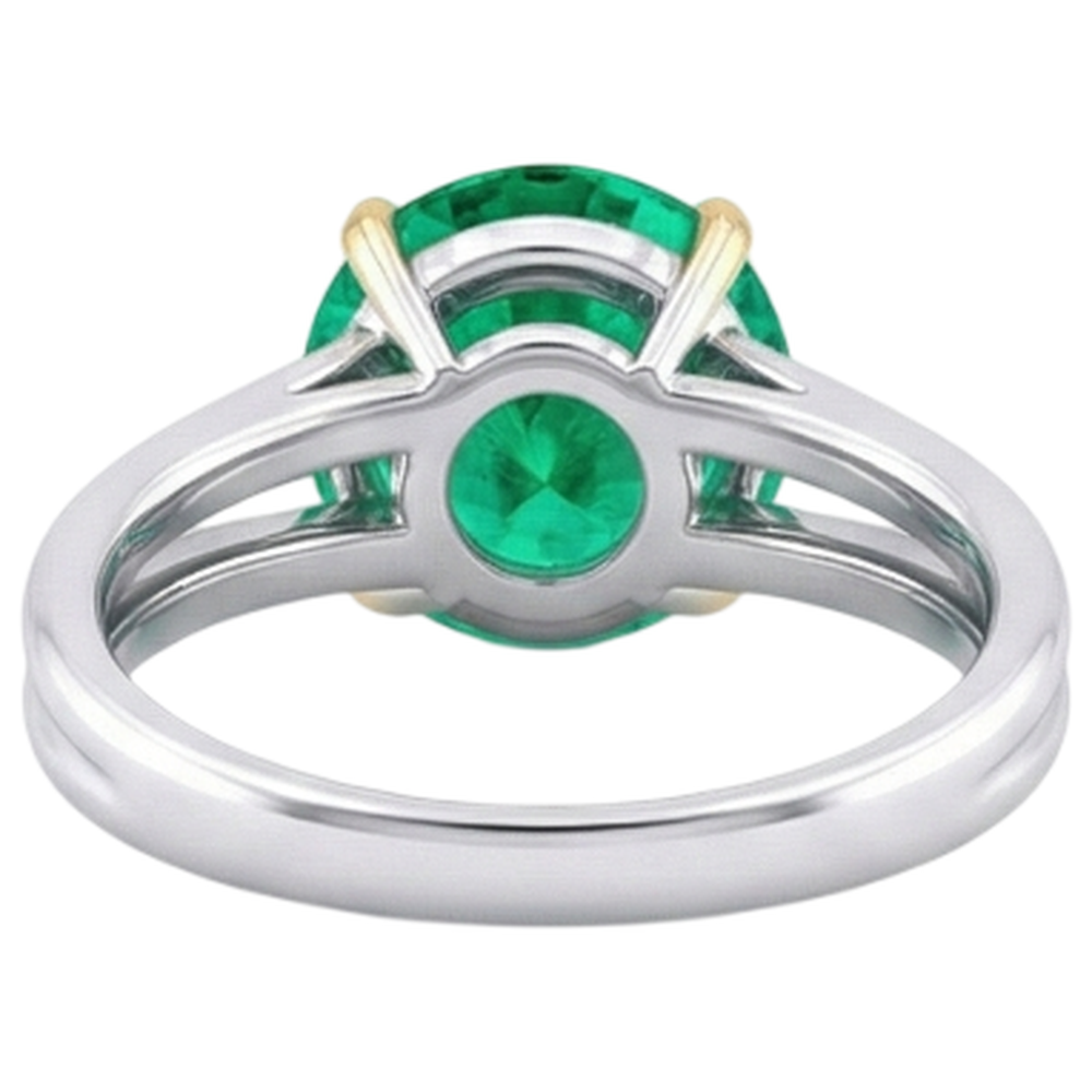 Brilliant Fine Emerald Colored Stone Ring 4 ct – back view