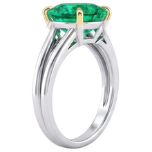 Fine Emerald Colored Stone Ring 4-ct Two-Tone 14K Gold – profile view