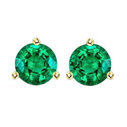 Fine Emerald GIA Certified Gemstone Earring 3 ct in 14K Two Tone