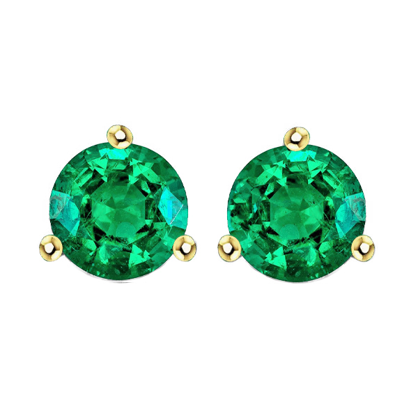 Earth-Mined Fine Emerald Gemstone Earring 3 ct 14K Two Tone Gold – main view