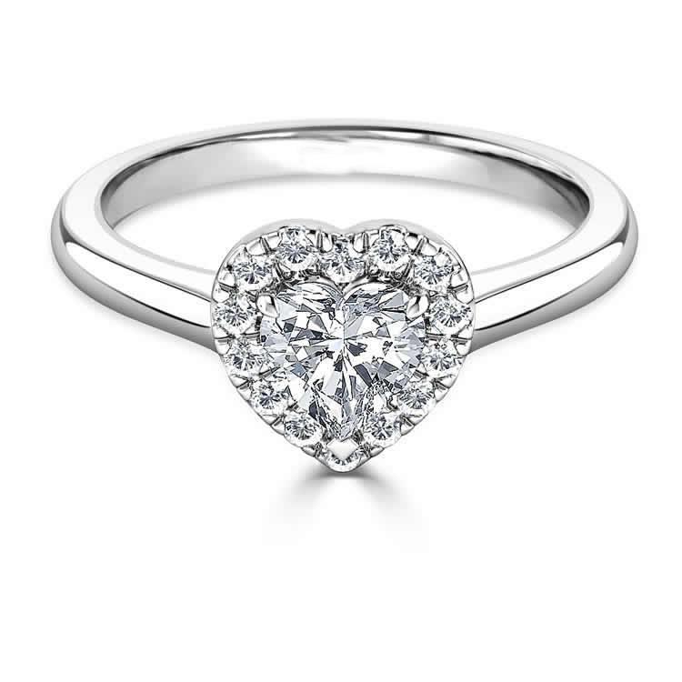 Simple Heart Real Diamond Halo Ring