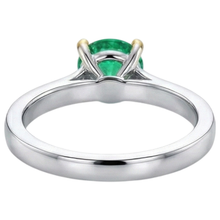 Fine Emerald Round Cut Precious Stone Ring in 14K Two Tone Gold – detail view
