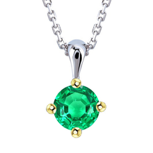 Gemstone Pendant 14K Two Tone Gold with Emerald – main view