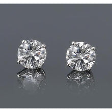 Simple Round Stud Earring Diamond White Gold 14K 2 Carats