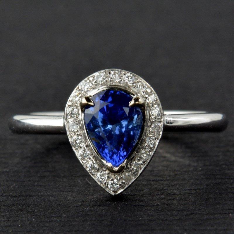 Simple Sapphire And Diamond Halo Ring