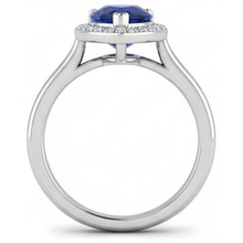 Simple Sapphire And Natural Earth Mined Diamond Halo Ring