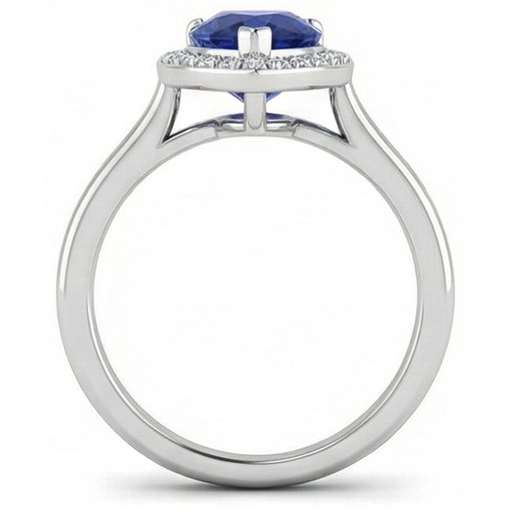 Simple Sapphire And Natural Earth Mined Diamond Halo Ring