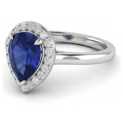 Simple Sapphire And Natural Earth Mined Diamond Halo Ring