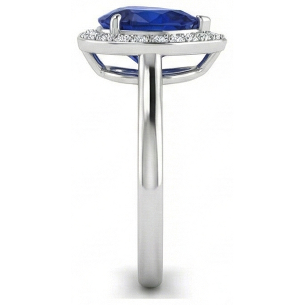 Simple Sapphire And Natural Earth Mined Diamond Halo Ring
