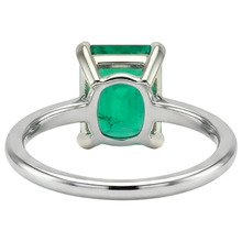 Authentic Emerald Precious Stone Ring 2 ct 14K Two Tone Gold – back view