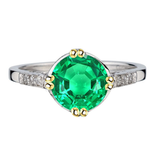 Fine Emerald Precious Stone Ring 3.50-ct Two-Tone 14K Gold – main view