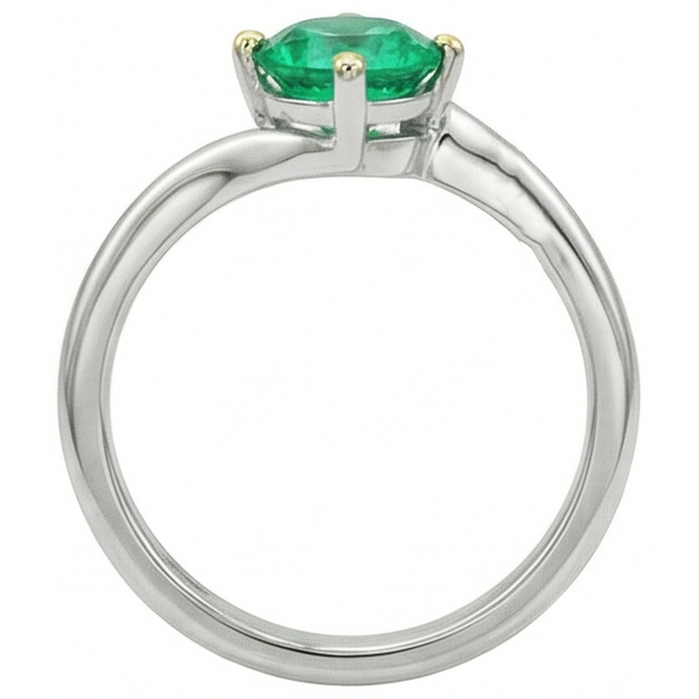 Real Colombian Emerald Gemstone Ring 1 ct 14 Karat Two Tone Gold – top view
