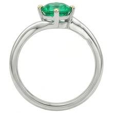Real Colombian Emerald Gemstone Ring 1 ct 14 Karat Two Tone Gold – top view