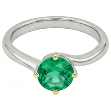 Gemstone Ring 14 Karat Two Tone Gold with Colombian Emerald – angle view