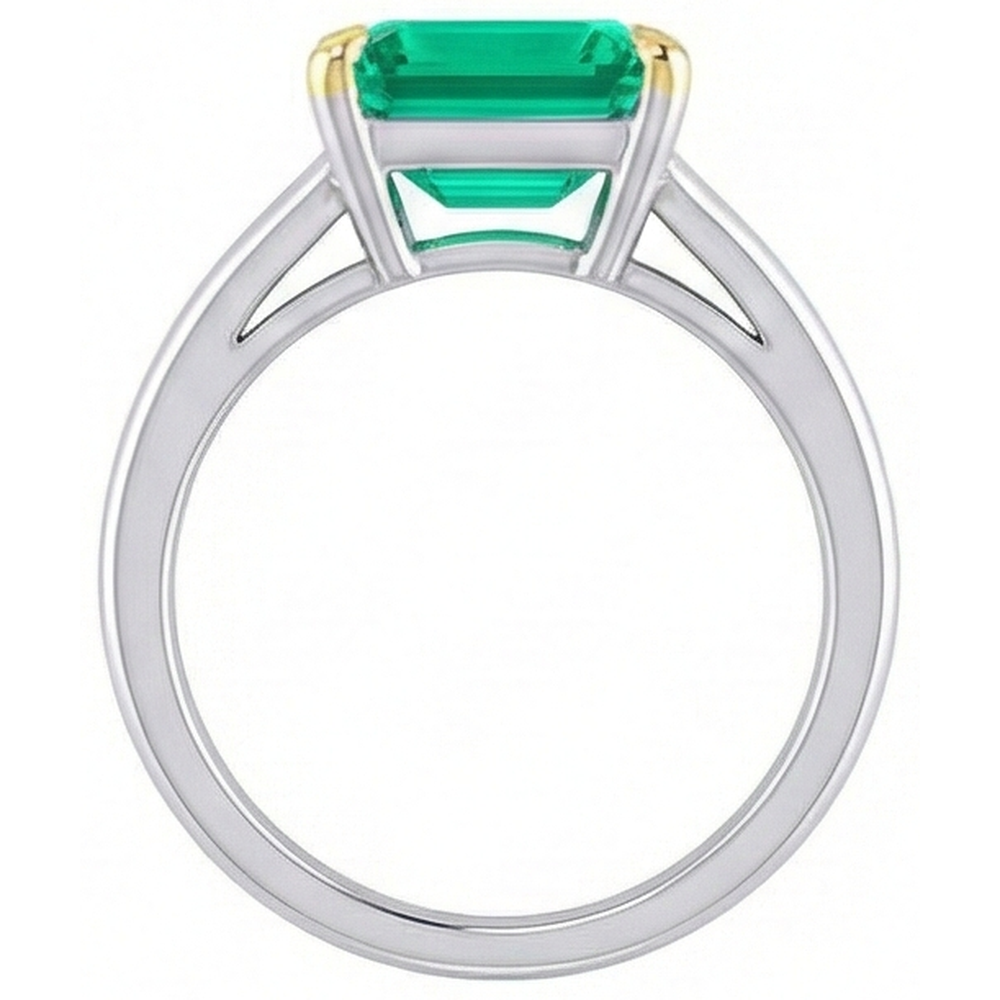 Asscher Cut Emerald ring in Two-Tone 14K Gold – top view