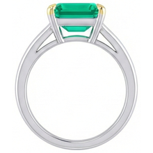 Asscher Cut Emerald ring in Two-Tone 14K Gold – top view