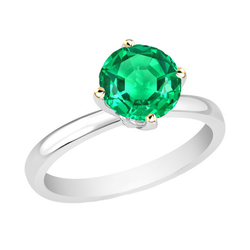 3 ct Colombian Emerald Precious Stone Ring in 14K Two Tone Gold
