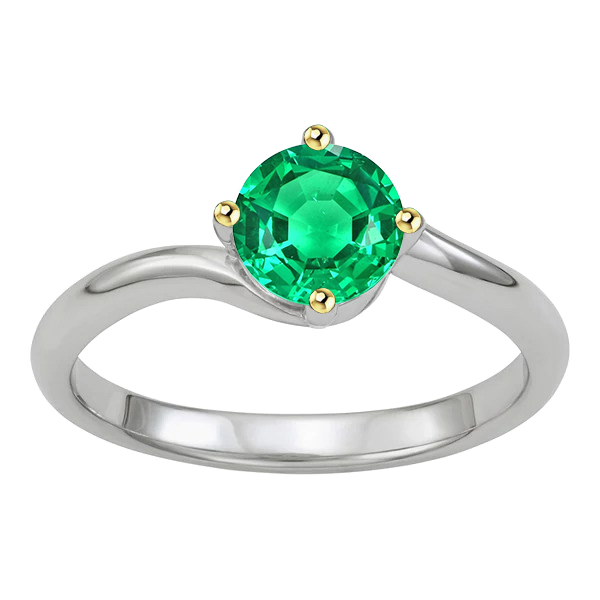 Real Colombian Emerald Gemstone Ring 1 ct 14 Karat Two Tone Gold – main view