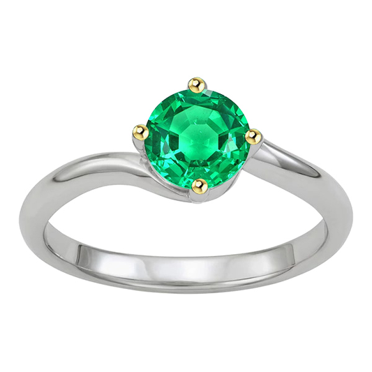 Real Colombian Emerald Gemstone Ring 1 ct 14 Karat Two Tone Gold – main view