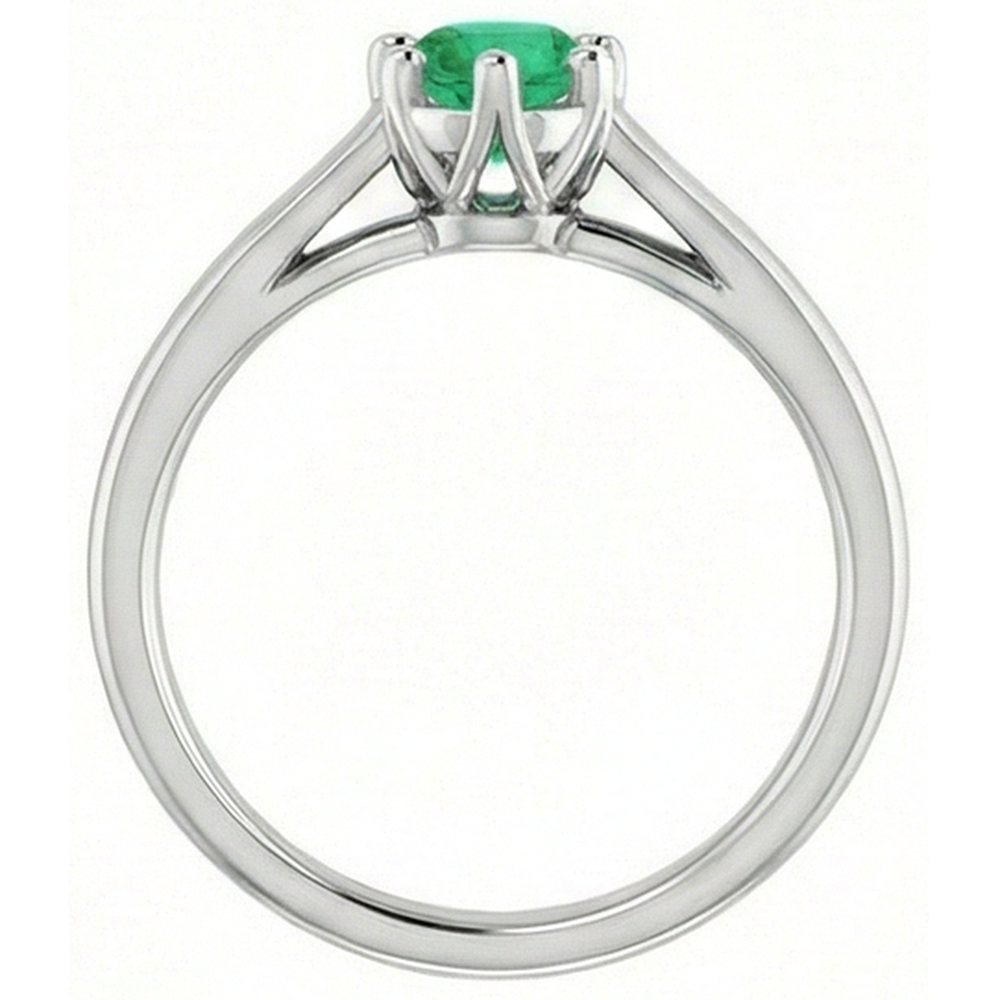 natural round emerald 1.25ct ring profile view