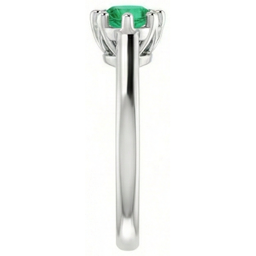 natural round emerald 1.25ct ring top view