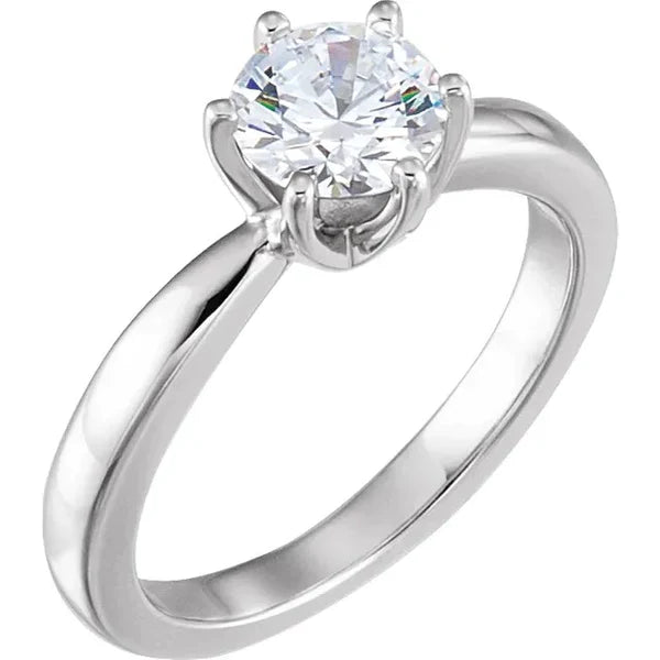 Six Prong Set 1.60 Ct Solitaire Round Genuine Diamond Wedding Ring White Gold