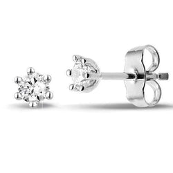 Six Prong Set 2.50 Ct Round Cut Real Diamonds Studs Earrings White Gold