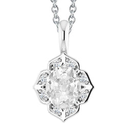 Slide Real Natural Earth Mined Diamond Pendant Necklace 5 Carats Oval Old Miner Flower Style
