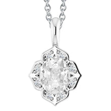 Slide Real Diamond Pendant Necklace 5 Carats Oval Old Miner Flower Style