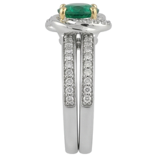 Bridal Ring Two-Tone 14K Gold with Colombian Emerald – profile view