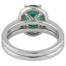 Bridal Ring Two-Tone 14K Gold with Colombian Emerald – top view
