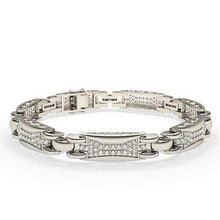 Small Real Brilliant Cut Diamonds 6 Carats Men's Link Bracelet WG 14K