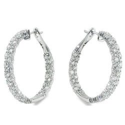 Small Round Cut 6.40 Carats Natural Diamonds Lady Hoop Earrings White Gold