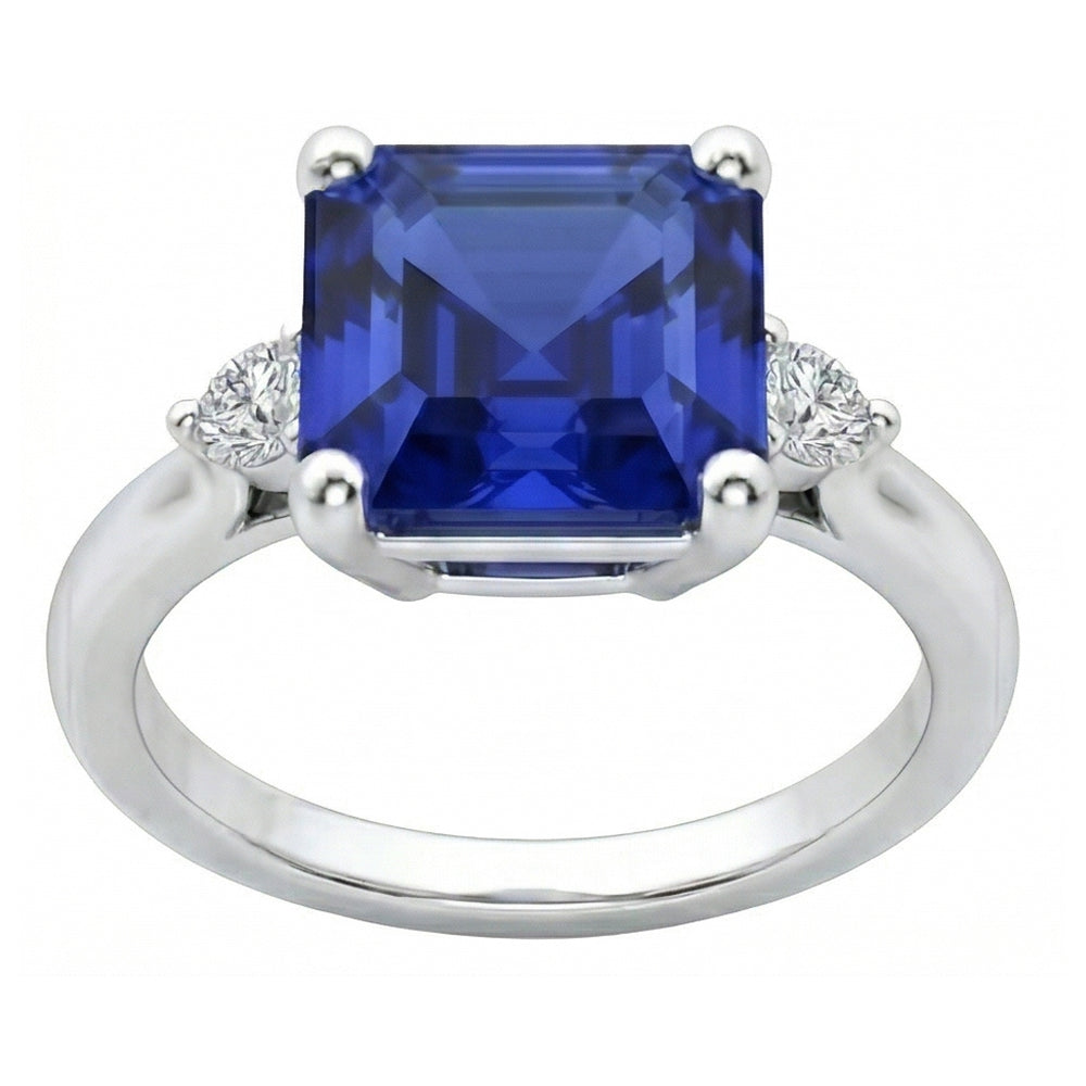 natural round sapphire 2.75ct ring close up detail