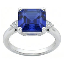 natural round sapphire 2.75ct ring close up detail