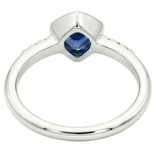 Small Round Natural Earth Mined Diamond Ring Trillion Bezel Set Blue Sapphire 0.75 Carats