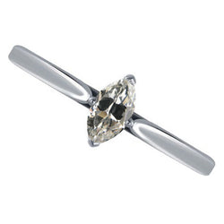 Authentic Marquise Cut Fine Diamond Solitaire Engagement Ring
