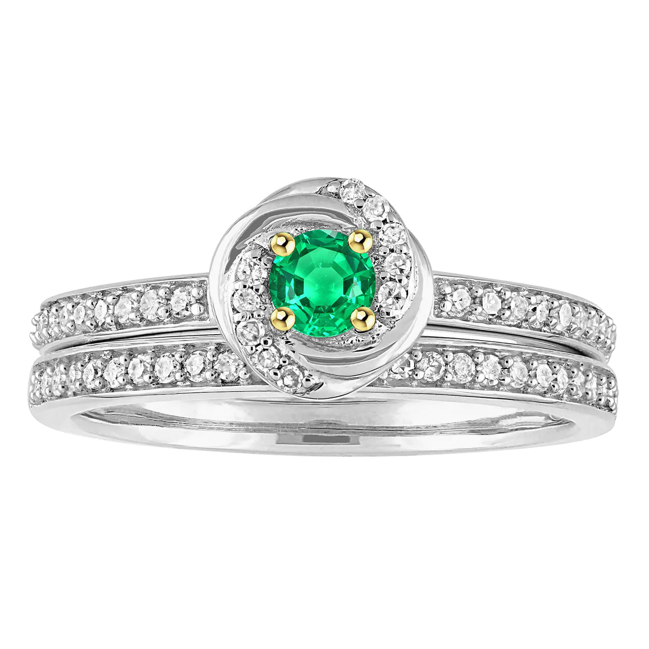 Real Colombian Emerald Bridal Ring 0.50 ct Two-Tone 14K Gold – main view
