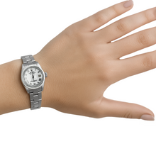 Smooth Bezel White Roman Dial Rolex Datejust Women Watch Ss Oyster