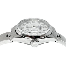 Smooth Bezel White Roman Dial Rolex Datejust Women Watch Ss Oyster