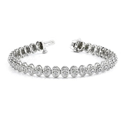 Solid White Gold Natural Round Cut Diamond Link Bracelet Women Jewelry 8.25 Ct
