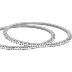 Solid White Gold Sparkling Round 2.50 Carats Real Diamond Bangle