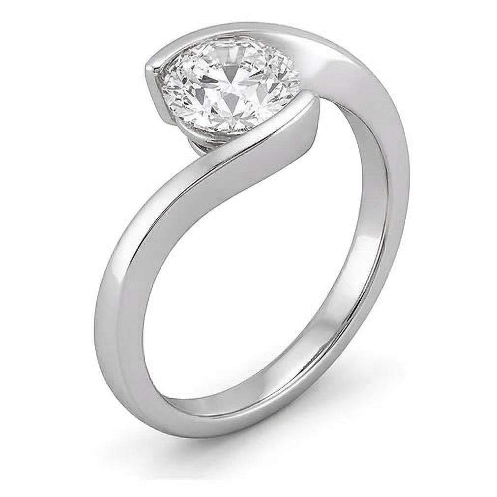 Solitaire 0.75 Carat Genuine Natural Earth Mined DIAMOND ( NOT LAB GROWN ) Engagement Ring White Gold 14K