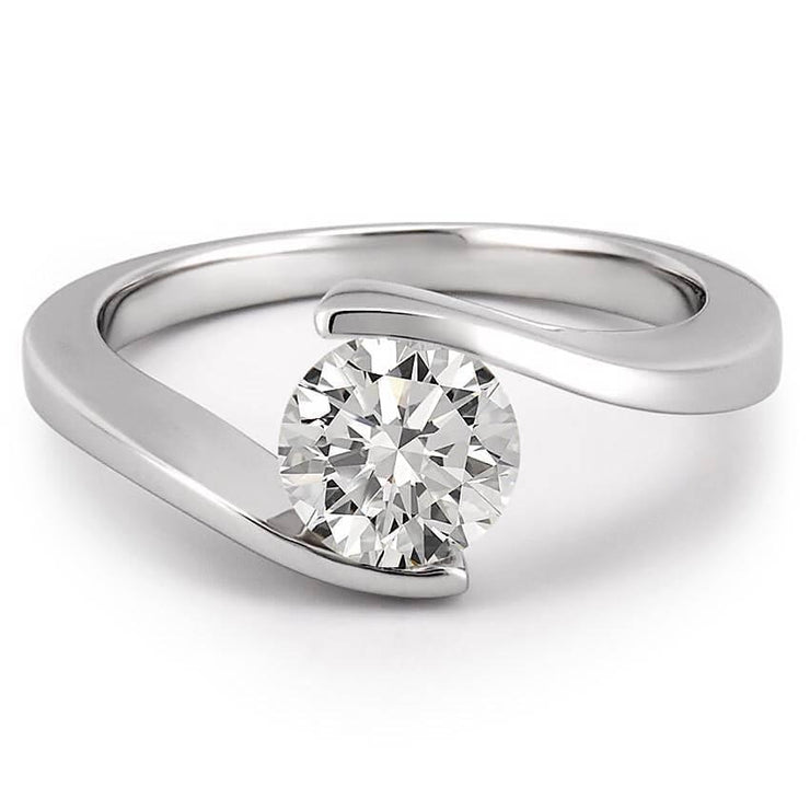 Solitaire 0.75 Carat Genuine Diamond Engagement Ring White Gold 14K