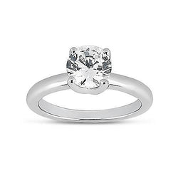 Solitaire 0.75 Carats Real Diamond Engagement Ring 14K Gold White